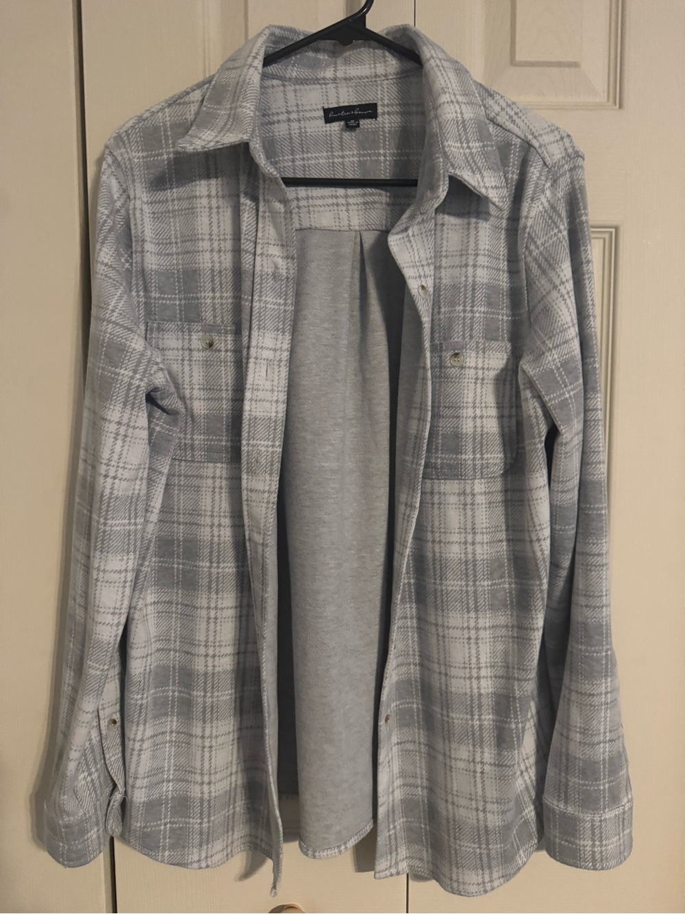 Light Gray Plaid Shirt Jacket - Women